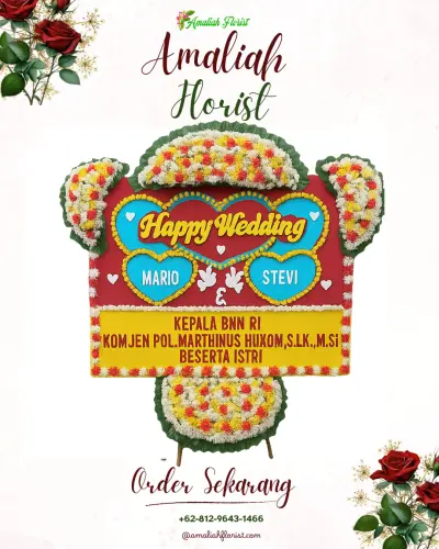 Karangan Papan Bunga Pernikahan di Wonolelo